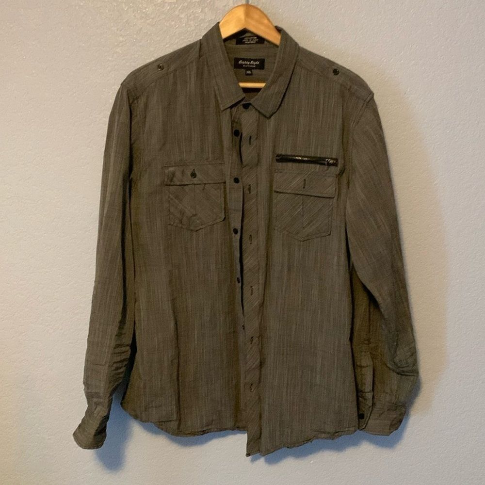 Eighty Eight Platinum Men’s Long-Sleeve Button Down Shirt Size XXL Gray